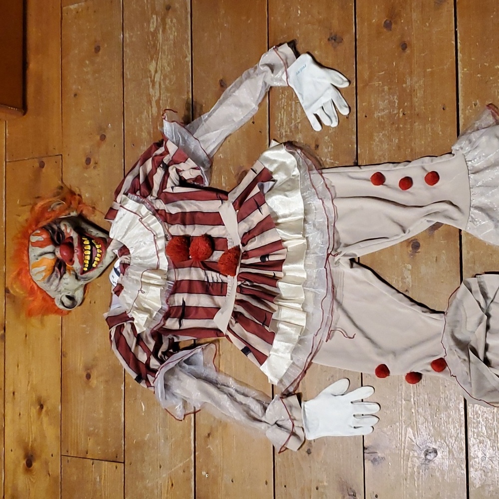 Ladies Sadistic Clown Costume Evil Killer Circus with mask.